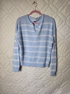 American Eagle Light Blue Stripe Women's Sweater - Soft Knit Pullover Sz XS
